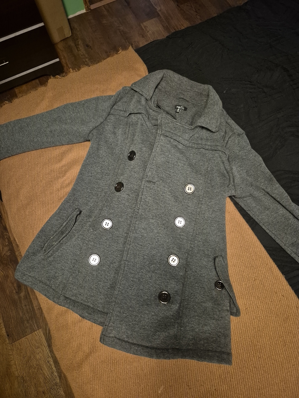 Rue21 Gray Double-Breasted Peacoat